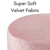 BirdRock Home Round Velvet Ottoman Foot Stool - Pink - 3 of 4
