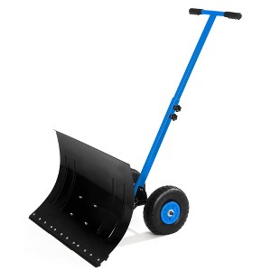 Heavy-Duty Snow Shovel with 2 Wheels - Efficient Snow Removal, Adjustable Steel Reinforced Head - 1 of 4