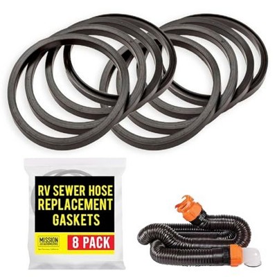 Mission Automotive [8 Pack] RV Sewer Hose Replacement Gaskets for Camco RhinoFLEX/Revolution/Easy-Slip - Equivalent to 39834
