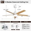 52 Inch 3 Speed Mordern Wood Ceiling Fan for Indoor Farmhouse Bedroom Living Room Outdoor Patio Porch Reversible AC Motor - 3 of 4