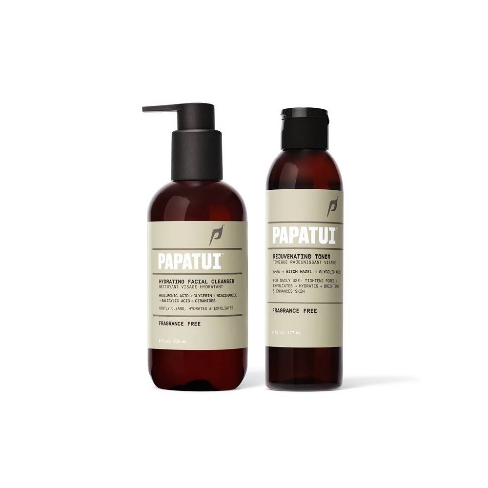 Papatui Men's Unscented 8 fl oz Face Cleanser + 6 fl oz Face Toner