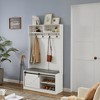 TiramisuBest Natural Oak Hall Tree: Multistorage Marvel with 1 Mirror and Adjustable Legs for Customized Functionality! - 2 of 4