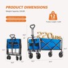Vynxaria Heavy-Duty Collapsible Folding Wagon Cart, All-Terrain Wheels, 220lbs Capacity, Blue - 3 of 4