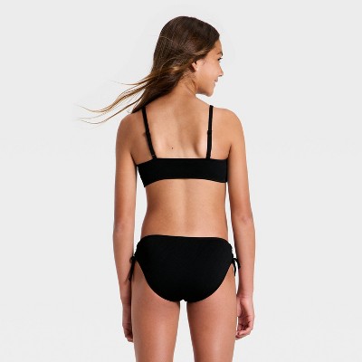 Art Class Girls' Ruched Solid Bikini Set - art class™ Black L — фото 2