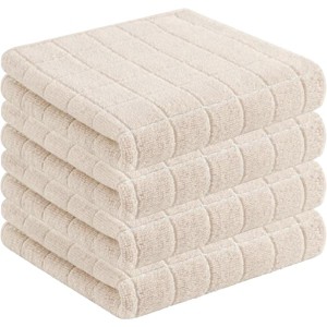 4-Pack Cotton Terry Kitchen Towels, Checkered Designed Soft and Super Absorbent Dish Towels, 13x28 inches - 1 of 4