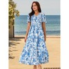Seta T Women's Floral Short Flutter Sleeve V Neck Smocked High Waist Flowy Maxi Dress - 4 of 4