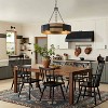 BAOURE 35.3" Drum Chandelier 8-Light Modern Farmhouse Chandelier Large Black and Wood Texture Pendant Light Fixture for Dining Room Kitchen Island - 4 of 4