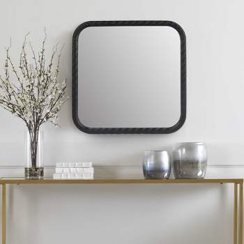 Sofie 23.62"x23.62" Decorative Wall Mirrors With Square Woven Grain And MDF Framed Mirror-The Pop Home