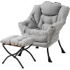 Lazy Chair with Ottoman, Modern Large Cotton Fabric Lazy Chair - 3 of 4
