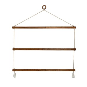 Hanging Macrame Wide Blanket Ladder Wood & Cotton by Foreside Home & Garden - 1 of 4