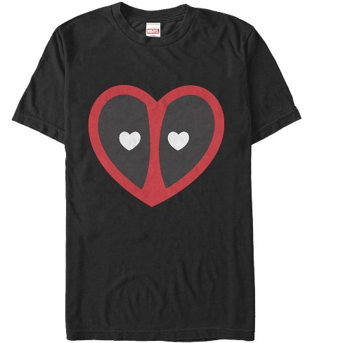 Men's Marvel Valentine's Day Deadpool Heart Mask T-shirt - Black ...