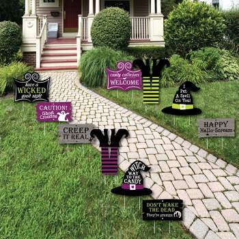 Big Dot of Happiness Happy Halloween - Witch Lawn Decorations - Outdoor Halloween Yard Decorations - 10 Piece