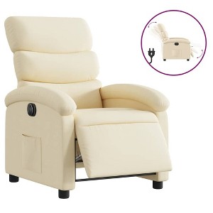 vidaXL Electric Recliner Chair - Cream Fabric Adjustable Armchair with Motorized Footrest, Side Pocket & Thick Padding for Living Room, Bedroom - 1 of 4