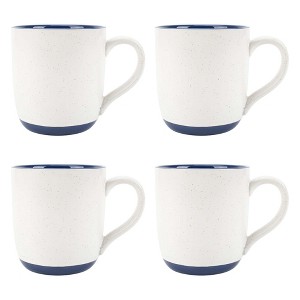 Elanze Designs Typewriter Speckled Navy Blue 13 ounce Ceramic Coffee Mugs Set of 4 - 1 of 4