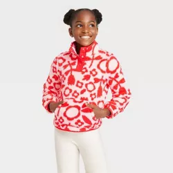 Girls' Sherpa Pullover Sweatshirt - Cat & Jack™ Bright Red S