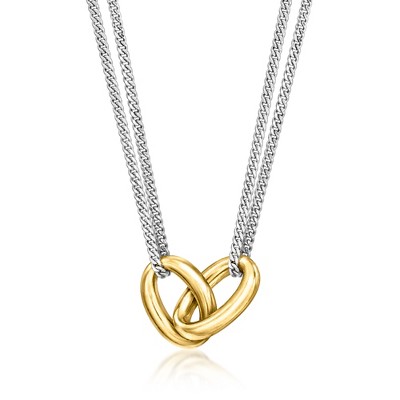 Pure Collection by Ross-Simons Italian 18kt Gold Vermeil and Sterling Silver Interlocking Oval Necklace Size 16