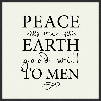 22" x 22" Peace On Earth Flourish Framed Wall Canvas - Amanti Art