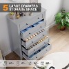 5 Chest Drawer Dresser, Modern and Stylish Dresser with Round Handle, Wood Storage Organizer with Ample Storage Space for Bedroom, Living Room, Black - 4 of 4