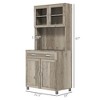 Aghana Digitals 67" Gray Modern Kitchen Buffet Hutch with Glass-Door Cabinets, Adjustable Shelves, - 3 of 4