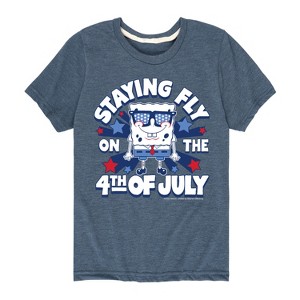 Boys' - SpongeBob SquarePants - Fly on the 4th of July Short Sleeve Graphic T-Shirt - 1 of 4
