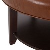 Sapphtopaz Modern Ottoman with Open Storage Shelf PU Upholstered Foot Stool with Button Tufted Wood Shoe Storage Bench for Living Room,Bedroom - 3 of 4