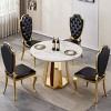Marble Dining Table with Stainless Steel Base, Modern 47" Faux Marble Dining Table for Kitchen,Round Dining Table for Dining Room-Koiai - 2 of 4