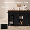 Farmhouse Rolling Kitchen Island Kitchen Storage Cart with Spice Rack, Glass Holders, Towel Rack & Drop Leaf - ModernLuxe - 3 of 4