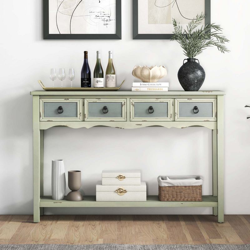 Costway Farmhouse Console Table 48'' Entryway Table with 2 Drawers & Open Storage Shelf, 5 of 11