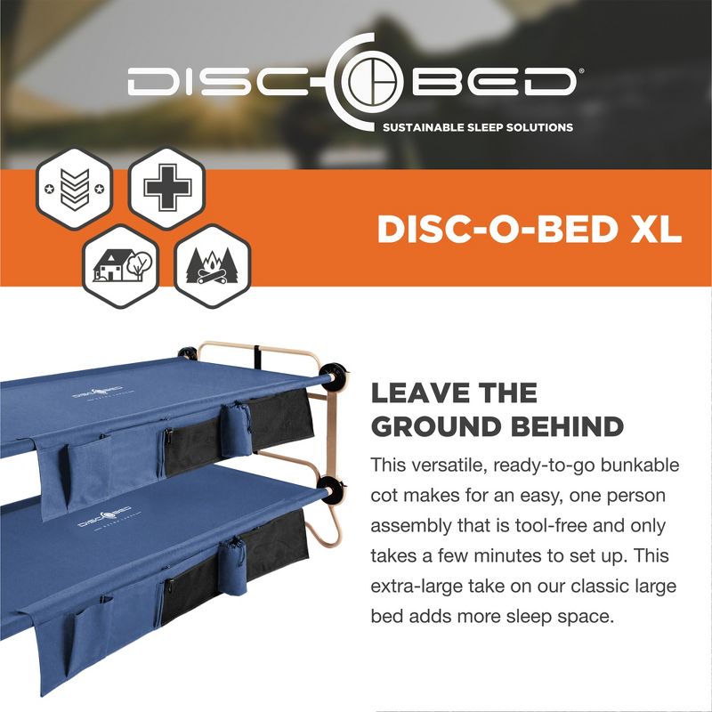 Disc-O-Bed Cam-O-Bunk Benchable Double Cot with Storage Organizers, 2 of 7