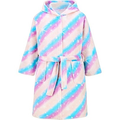 Joyfy Christmas Kids Purple Robes for Girls, Hooded Girls Bath Robe, Girls Christmas Pajamas
