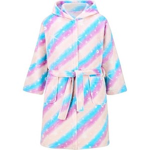 Joyfy Christmas Kids Purple Robes for Girls, Hooded Girls Bath Robe, Girls Christmas Pajamas - 1 of 4