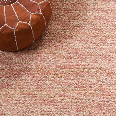 Handmade Pink and Natural Wool Area Rug 3' x 5'