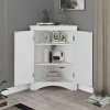 Bathroom Storage Cabinet With Adjustable Shelves, 31 Inch High Corner Cabinet With Triangle Design-Cuddlewood - 3 of 4