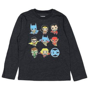 DC Comics Boys' Justice League Team Up Big Eyes Long Sleeve T-Shirt