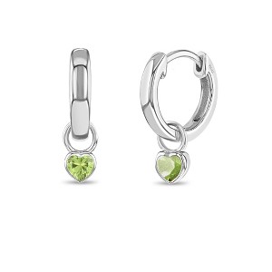 Girl's CZ Birthstone Heart Screw Back Sterling Silver Earrings - In Season Jewelry - 1 of 4