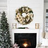 TackView 24" Christmas Wreath with Flower Bowknot Pine Cones Balls for Front Door Indoor Outdoor Holiday Decor, White - 4 of 4