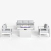 LayinSun 4 Pieces Aluminum Outdoor Patio Furniture Set, Metal Modern Conversation Sofa Set with Fire Pit Table and Washable Thick Cushions - 2 of 4