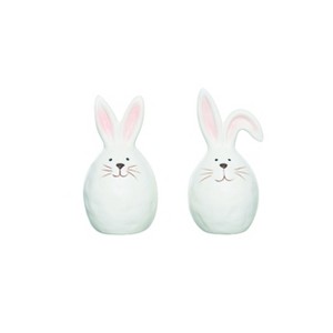 Transpac Ceramic Bunny Egg Figurines Set of 2 Decorative Easter Decor for Tabletop and Mantel Gift for Spring Celebrations - 1 of 1