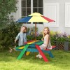 Outsunny Kids Picnic Table Set with Parasol, Wooden Outdoor Bench Set with Seating for 2 Children 3-6 Years Old, for Patio, Backyard, Indoor Use - image 2 of 4