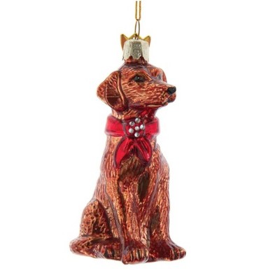 Kurt Adler Noble Gems Glass Ornament for Christmas Tree, Brown Lab Retriever