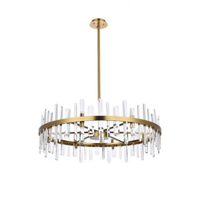 Satin Gold Modern Crystal 16-Light Round Chandelier