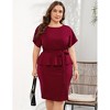 Whizmax Plus Size Cocktail Party Dress Bodycon Elegant Midi Dress Peplum Business Work Office Sheath Pencil with Belt - 2 of 4