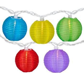 Northlight 10-Count Multi-Color Round Lantern Patio String Light Set, 7.25ft. White Wire