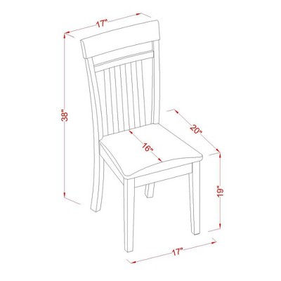 Capri Mahogany Slat Back Dining Chair with Leather Seat, Set of 2