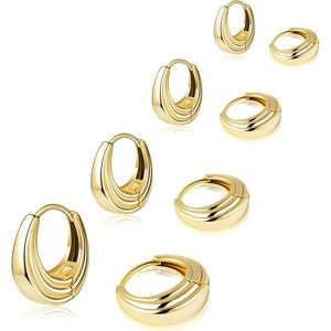 Small Gold Huggie Hoop Earrings Set for Women Men Hypoallergenic 14K Plated Stack Cartilage Earrings, Multiple Piercing - 1 of 4