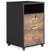 Mobile File Cabinet with Lock, 2 Drawer Wood Filing Cabinet for Letter Size Files, Rolling Printer Stand with Open Shelf for Home Office, Rustic Brown - 4 of 4