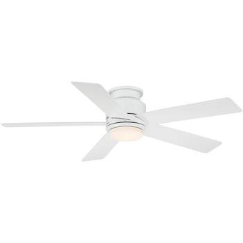52" Casa Vieja Modern Outdoor Hugger Ceiling Fan with Dimmable LED Light Remote Control Matte White Damp Rated for Patio Exterior