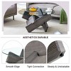 Minimalis Round Glass Coffee Table With Unique Design Legs,Walnut Colored Texture Sticker MDF Legs,Coffee Table With Glass Top -Maison Boucle - 3 of 4