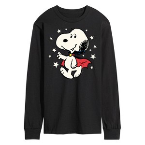 Men's - Peanuts - Snoopy Vampire Stars Glow In The Dark Long Sleeve Graphic T-Shirt - 1 of 4