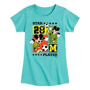 Girls' - Disney - Mickey Soccer Fitted Short Sleeve Graphic T-Shirt - 1 of 4